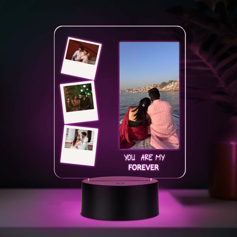 You are My Forever Quote Personalized with Photos | Acrylic UV Printed Lamp with 7 Color Changing Light Gift for Anniversary, Valentines Day, Birthday